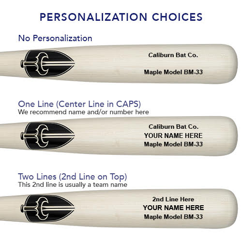 Personalization choices for Caliburn bats